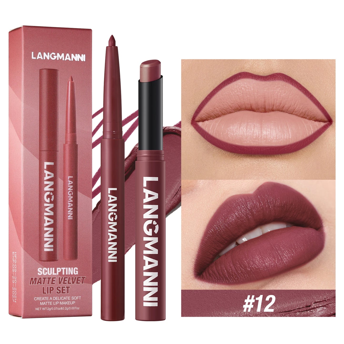 Waterproof Lipliner + Lipstick Duo – No Smudge, No Fade, Long‑Lasting