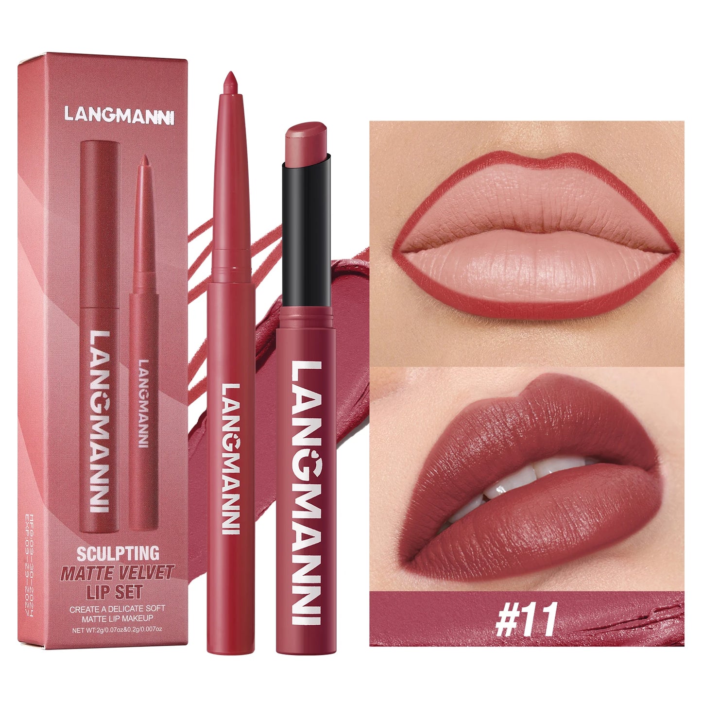 Waterproof Lipliner + Lipstick Duo – No Smudge, No Fade, Long‑Lasting