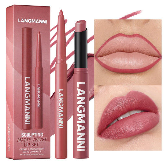Waterproof Lipliner + Lipstick Duo – No Smudge, No Fade, Long‑Lasting