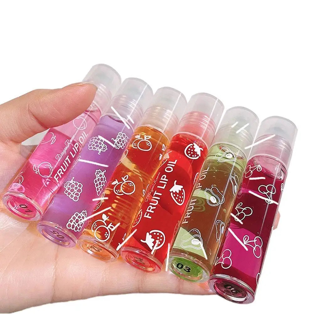 Roll‑On Fruit Essence Lip Oil – Hydrating, Glossy & Non‑Sticky (6 Colors)