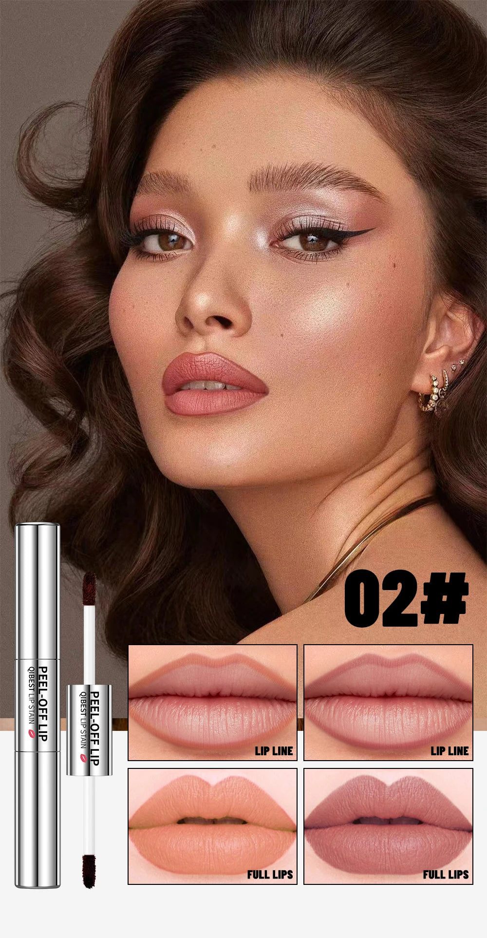 Double‑Ended Peel‑Off Lip Stain – Long‑Lasting, Waterproof & Transfer‑Proof