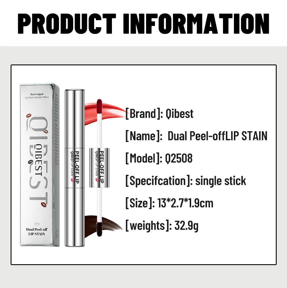 Double‑Ended Peel‑Off Lip Stain – Long‑Lasting, Waterproof & Transfer‑Proof