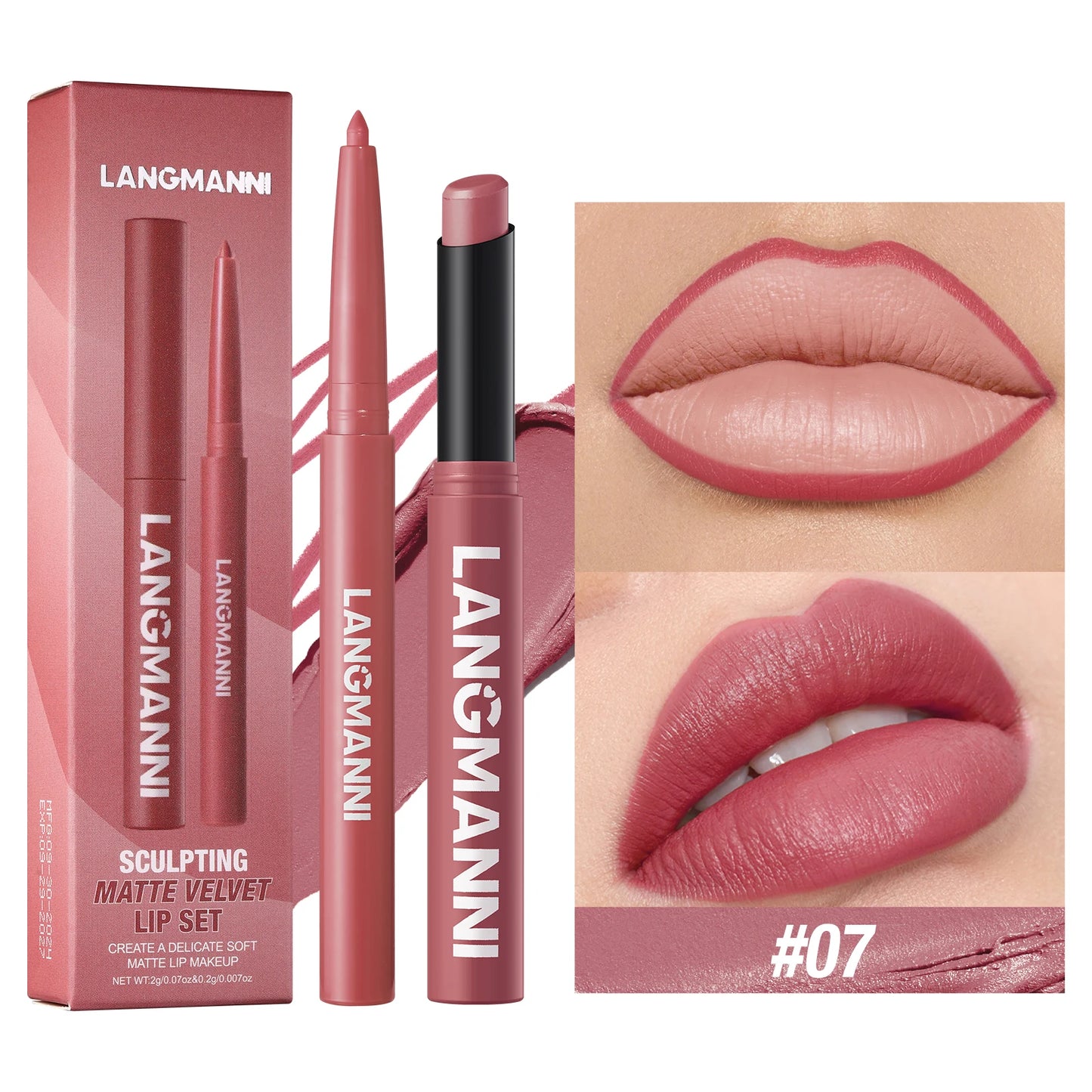 Waterproof Lipliner + Lipstick Duo – No Smudge, No Fade, Long‑Lasting