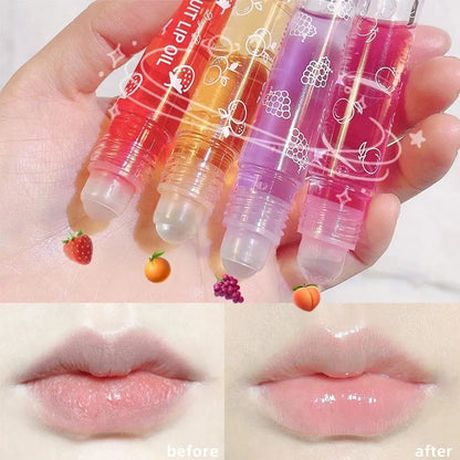 Roll‑On Fruit Essence Lip Oil – Hydrating, Glossy & Non‑Sticky (6 Colors)