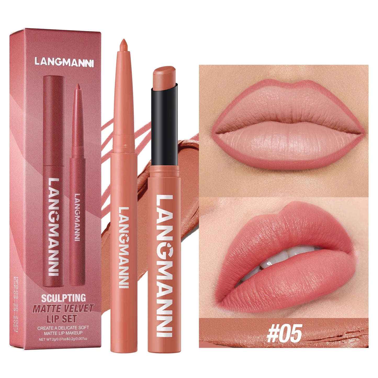 Waterproof Lipliner + Lipstick Duo – No Smudge, No Fade, Long‑Lasting